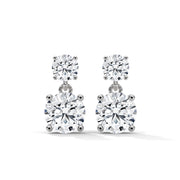 Classic Two-Stone Diamond Drop Earrings | Gold & Round Diamonds