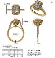 Diamond Halo Emerald-Cut Diamond Engagement Ring
