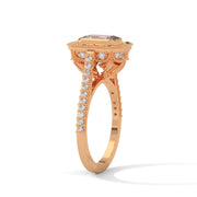 Diamond Halo Emerald-Cut Diamond Engagement Ring