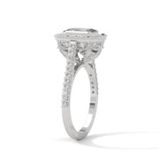 Diamond Halo Emerald-Cut Diamond Engagement Ring