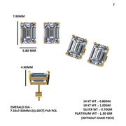 Emerald-Cut Diamond Solitaire Stud Earrings | 2.00 ct Total