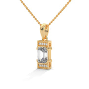Emerald-Cut Moissanite Diamond Pendant Necklace