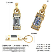 Emerald-Cut Moissanite Diamond Pendant Necklace