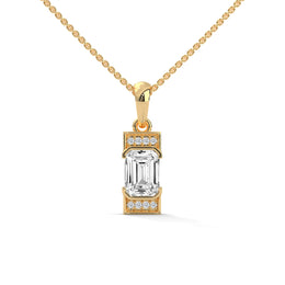 Emerald-Cut Moissanite Diamond Pendant Necklace