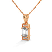 Emerald-Cut Moissanite Diamond Pendant Necklace