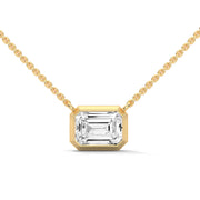 Emerald-cut diamond solitaire pendant necklace