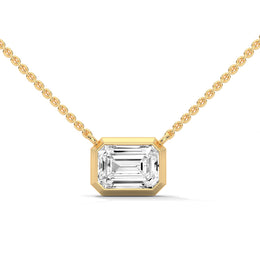 Emerald-cut diamond solitaire pendant necklace