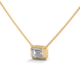 Emerald-cut diamond solitaire pendant necklace