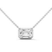 Emerald-cut diamond solitaire pendant necklace
