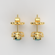 Blue Topaz Halo Stud Earrings