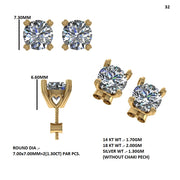 Venice Solitaire Style Diamond Stud Earrings