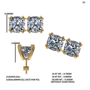 Cushion Cut Lab Grown Diamond Stud Earrings