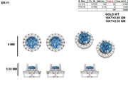 Blue Topaz Halo Stud Earrings