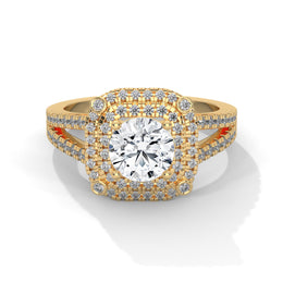 Double Cushion Halo Diamond Engagement Ring