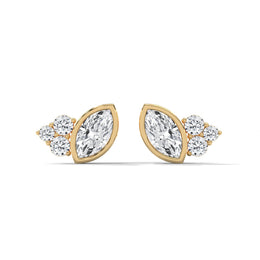 Marquise and Round Diamond Stud Earrings