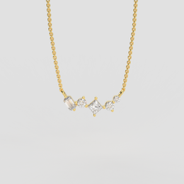 Asymmetric Baguette Diamond Pendant Necklace