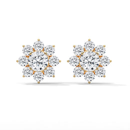 Floral Halo Lab Grown Diamond Stud Earrings