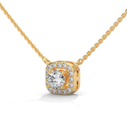 Halo Cushion Lab Created Diamond Necklace