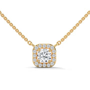 Halo Cushion Lab Created Diamond Necklace
