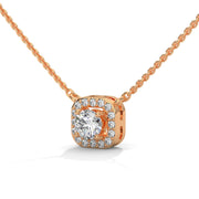 Halo Cushion Lab Created Diamond Necklace