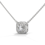 Halo Cushion Lab Created Diamond Necklace
