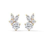 Marquise and Round Diamond Cluster Stud Earrings