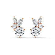 Marquise and Round Diamond Cluster Stud Earrings
