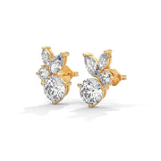 Marquise and Round Diamond Cluster Stud Earrings