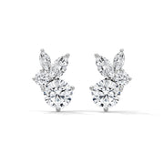 Marquise and Round Diamond Cluster Stud Earrings