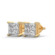 Princess-Cut Lab-Grown Diamond Solitaire Stud Earrings | 3.00 ct Total
