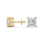 Princess-Cut Lab-Grown Diamond Solitaire Stud Earrings | 3.00 ct Total