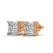 Princess-Cut Lab-Grown Diamond Solitaire Stud Earrings | 3.00 ct Total
