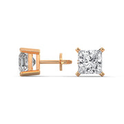 Princess-Cut Lab-Grown Diamond Solitaire Stud Earrings | 3.00 ct Total