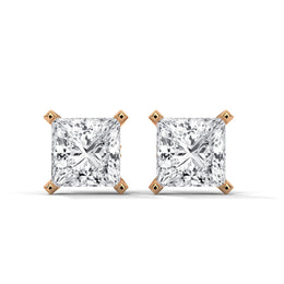 Princess-Cut Lab-Grown Diamond Solitaire Stud Earrings | 3.00 ct Total