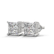 Princess-Cut Lab-Grown Diamond Solitaire Stud Earrings | 3.00 ct Total