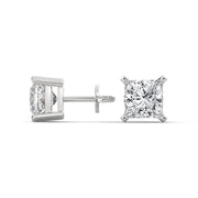 Princess-Cut Lab-Grown Diamond Solitaire Stud Earrings | 3.00 ct Total