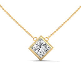 Princess Cut Solitaire Pendant Necklace (Without Chain)