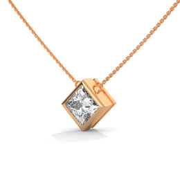 Princess Cut Solitaire Pendant Necklace (Without Chain)