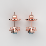 Blue Topaz Halo Stud Earrings