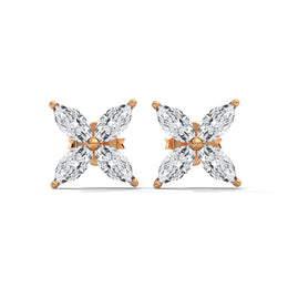 Marquise Flower Cluster Diamond Stud Earrings