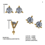 Round Brilliant Solitaire Diamond Stud Earrings | 2.60 ct Total