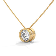 Round Cut Lab Grown Diamond Solitaire Pendant with Bezel Set, Round Solitaire Pendant without Chain