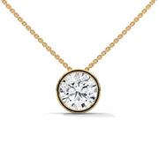 Round Cut Lab Grown Diamond Solitaire Pendant with Bezel Set, Round Solitaire Pendant without Chain