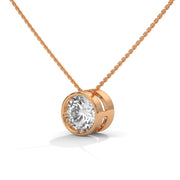 Round Cut Lab Grown Diamond Solitaire Pendant with Bezel Set, Round Solitaire Pendant without Chain
