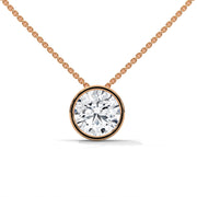 Round Cut Lab Grown Diamond Solitaire Pendant with Bezel Set, Round Solitaire Pendant without Chain