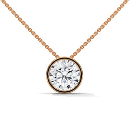 Round Cut Lab Grown Diamond Solitaire Pendant with Bezel Set, Round Solitaire Pendant without Chain