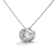 Round Cut Lab Grown Diamond Solitaire Pendant with Bezel Set, Round Solitaire Pendant without Chain