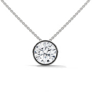 Round Cut Lab Grown Diamond Solitaire Pendant with Bezel Set, Round Solitaire Pendant without Chain