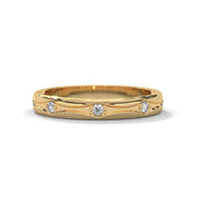 Scalloped Lab Diamond Accent Band Ring