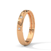 Scalloped Lab Diamond Accent Band Ring